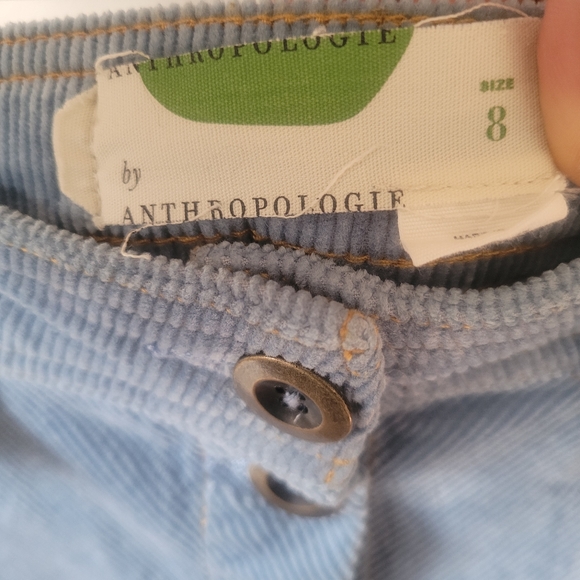 Anthropologie Corduroy Sky Powder Blue Retro Pencil Midi Skirt Size 8 - Picture 6 of 6